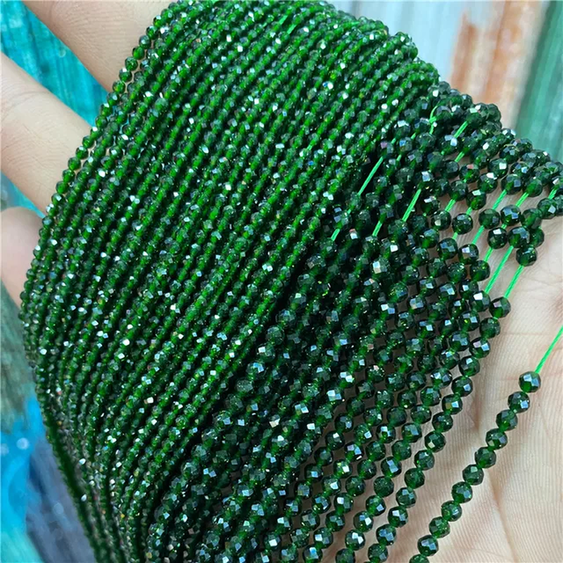 الصورة المصغرة: Wholesale Faceted Natural Stone Quartz Bead Round Zircon Tourmaline Loose Beads 