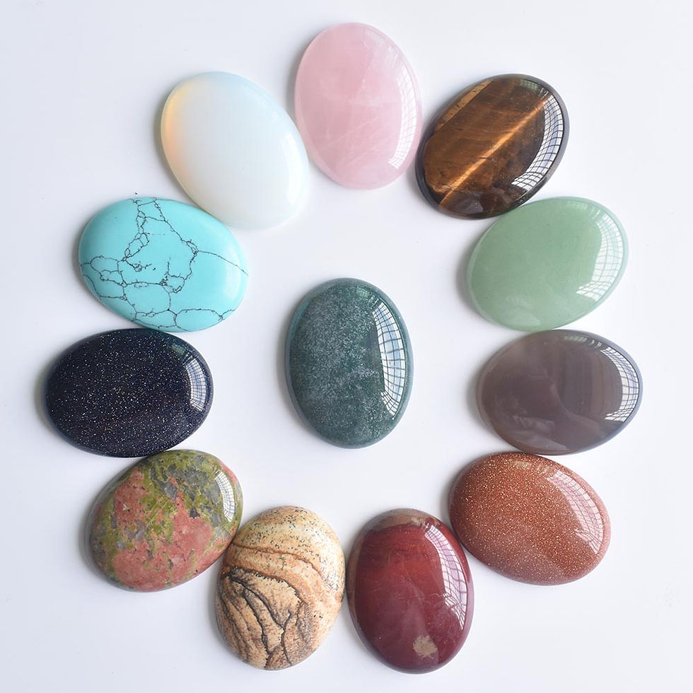 Miniaturbild: Wholesale natural gemstone, all sizes of oval no hole beads for jewelry making 
