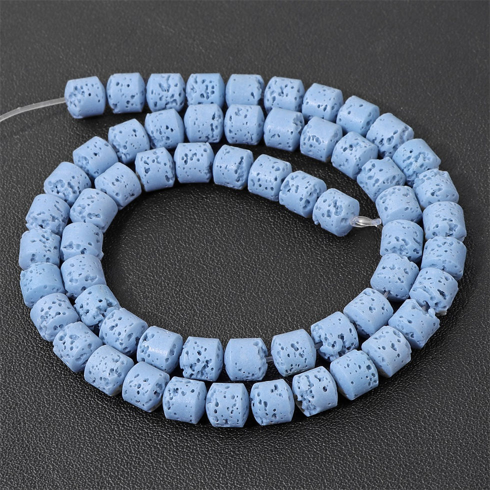 Miniaturbild: 6/8mm Cylinder Volcanic Lava Bead Natural Stone LooseBead For Jewelry Making 15'