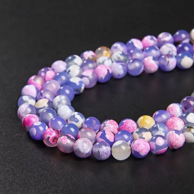 Miniaturbild: Natural Stone Fire Dragon Veins Agates Beads Round Loose Bead for Jewelry Making
