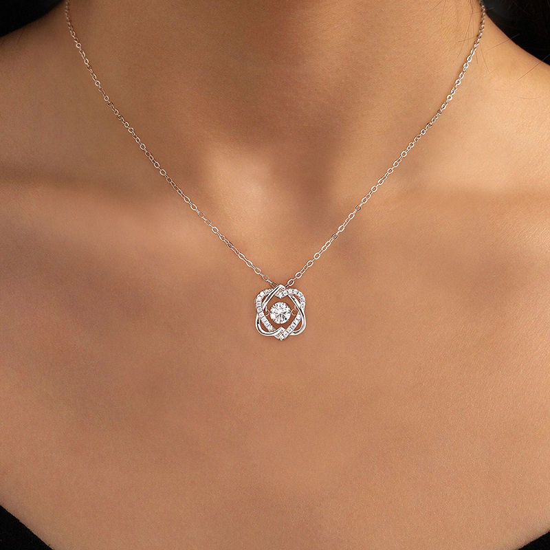 Thumbnail: Moissanite Diamond Hexagram Heart Pendant Necklace for Women 925 Silver Ring