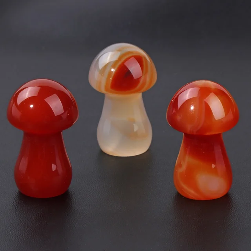 Miniature : 20*36Mm Mushroom Stone Statue Natural Gemstone Healing Craft for Home Decoration