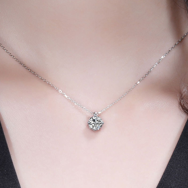 Miniatura: Real 2 Carat Moissanite Pendant Necklace For Women 100% 925 Sterling Silver Clas