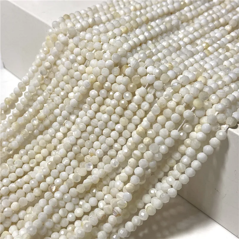 Miniaturbild: 2 3 4Mm Natural Shell Faceted Bead Mother of Pearl Shells Loose Beads 38CM