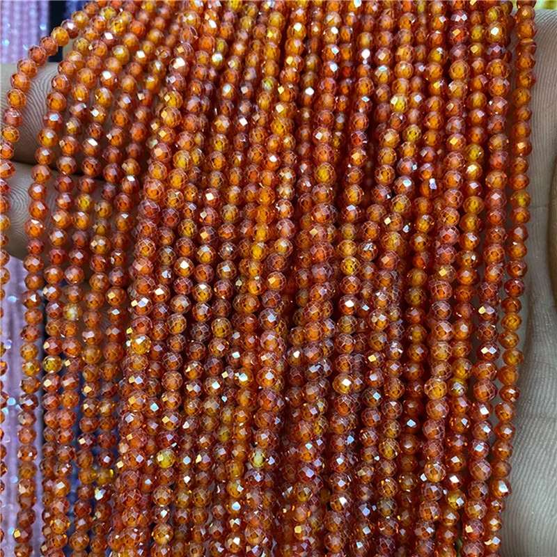 الصورة المصغرة: Wholesale Faceted Natural Stone Quartz Bead Round Zircon Tourmaline Loose Beads 