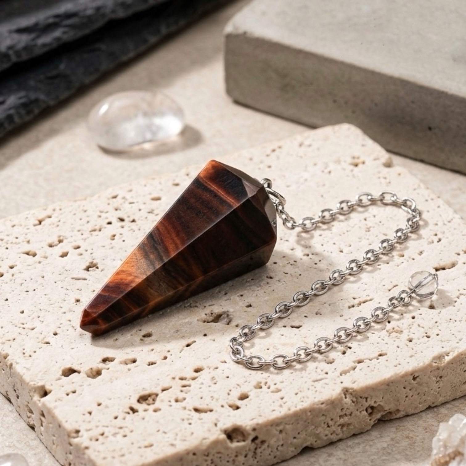 Red Tiger Eye Pendulum | Root Chakra Healing Crystal | Reiki Dowsing Tool