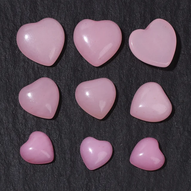 Miniaturbild: Natural Stone Cabochon Heart Shape Semi-Precious Rose Quartz Tiger Eye Jade Bead