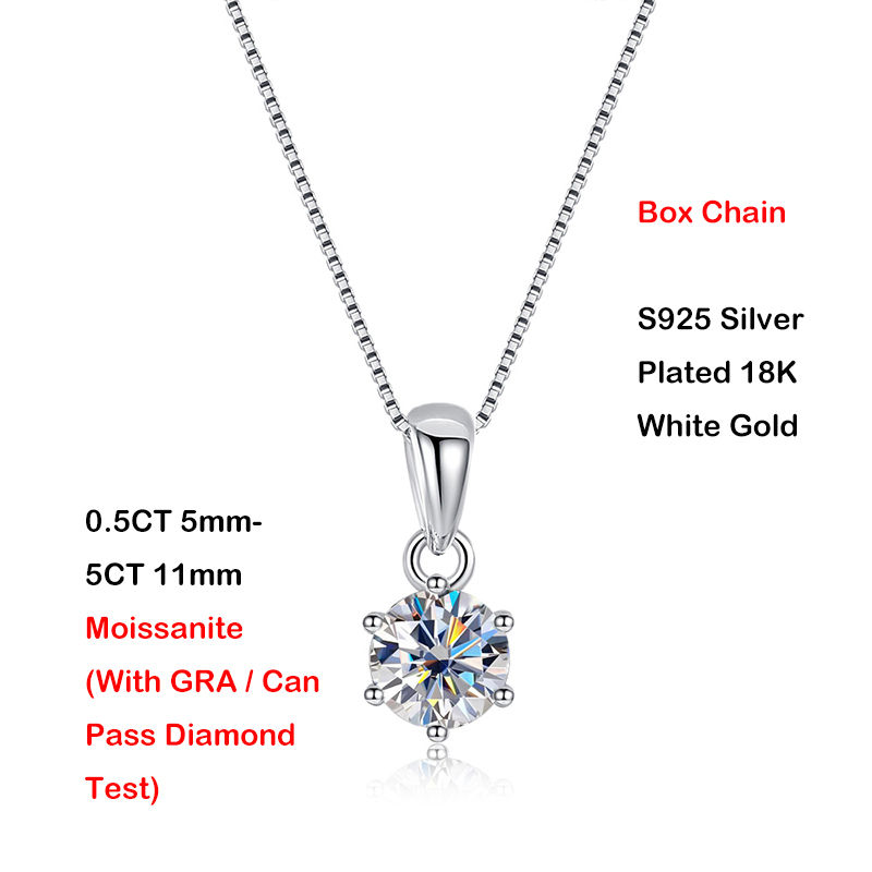 Miniatura: GRA Certified 0.5/1/3/5/10CT D Color Moissanite Pendant Necklace for Women S925 