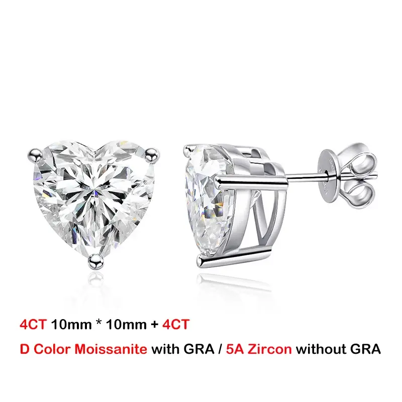 Miniatura: GRA Certified 1-4CT D Color VVS1 Heart Cut Moissanite Earrings For Women 925 Sil