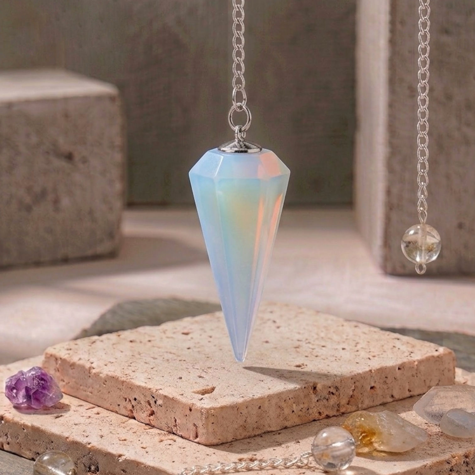 Opalite Crystal Pendulum – Genuine Gemstone Dowsing Tool