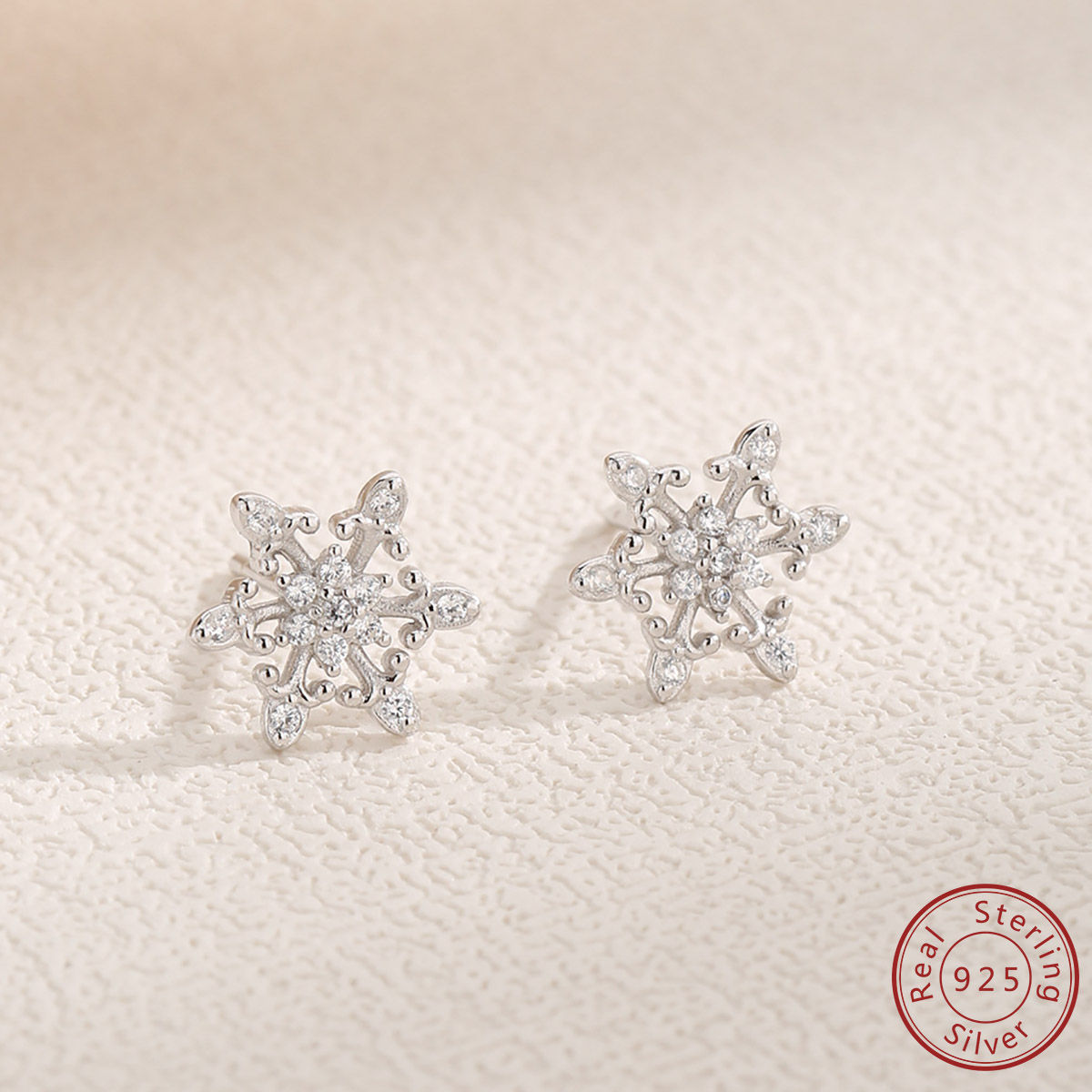2025 New S925 sterling silver snowflake earrings for women's Valentine's Day rom