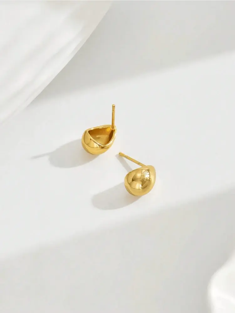 Miniaturbild: 925 Sterling Silver Simple Classic Half Moon Bean Zircon Earrings For Women