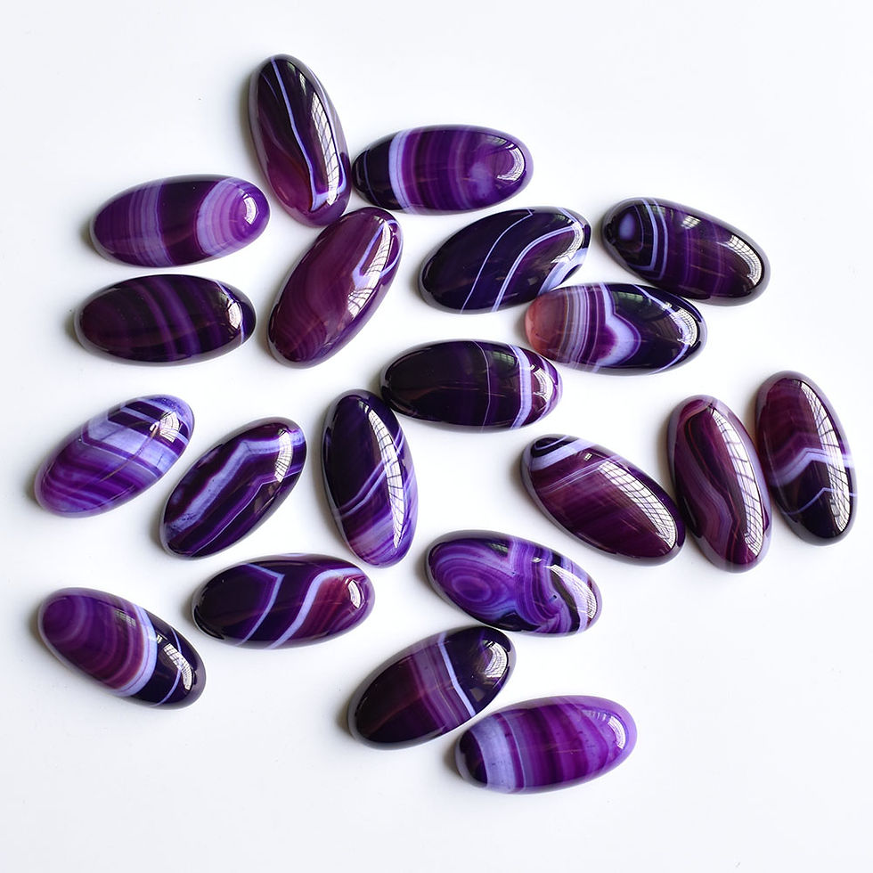 Miniatura: Wholesale 20pcs Natural stripe onyx mixed oval cabochon for jewelry 15x30mm 