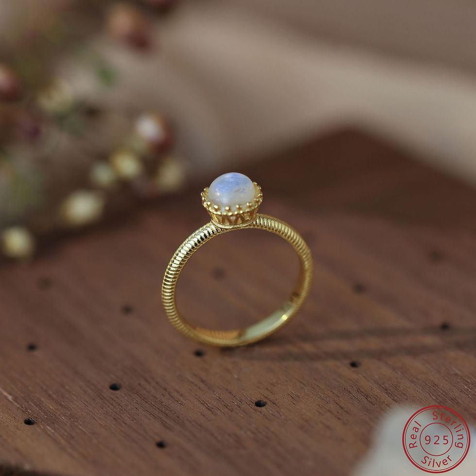 Thumbnail: 925 sterling silver natural moonstone circular ring versatile ring for women