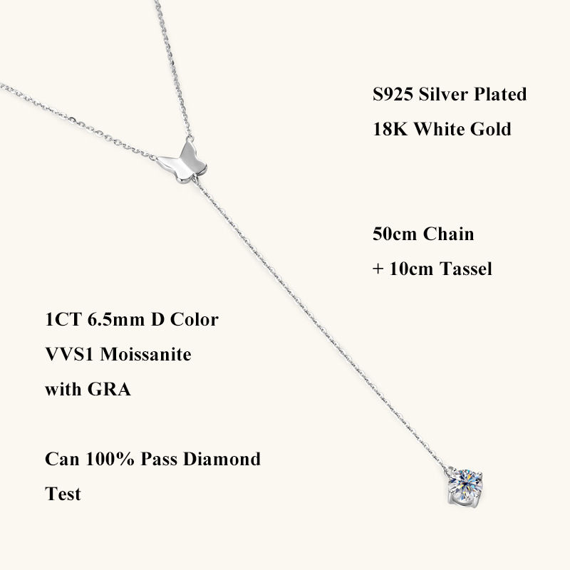 Miniature : Full 3MM 1.2cttw D Color Moissanite Pendant Necklaces S925 Silver 18K White Gold
