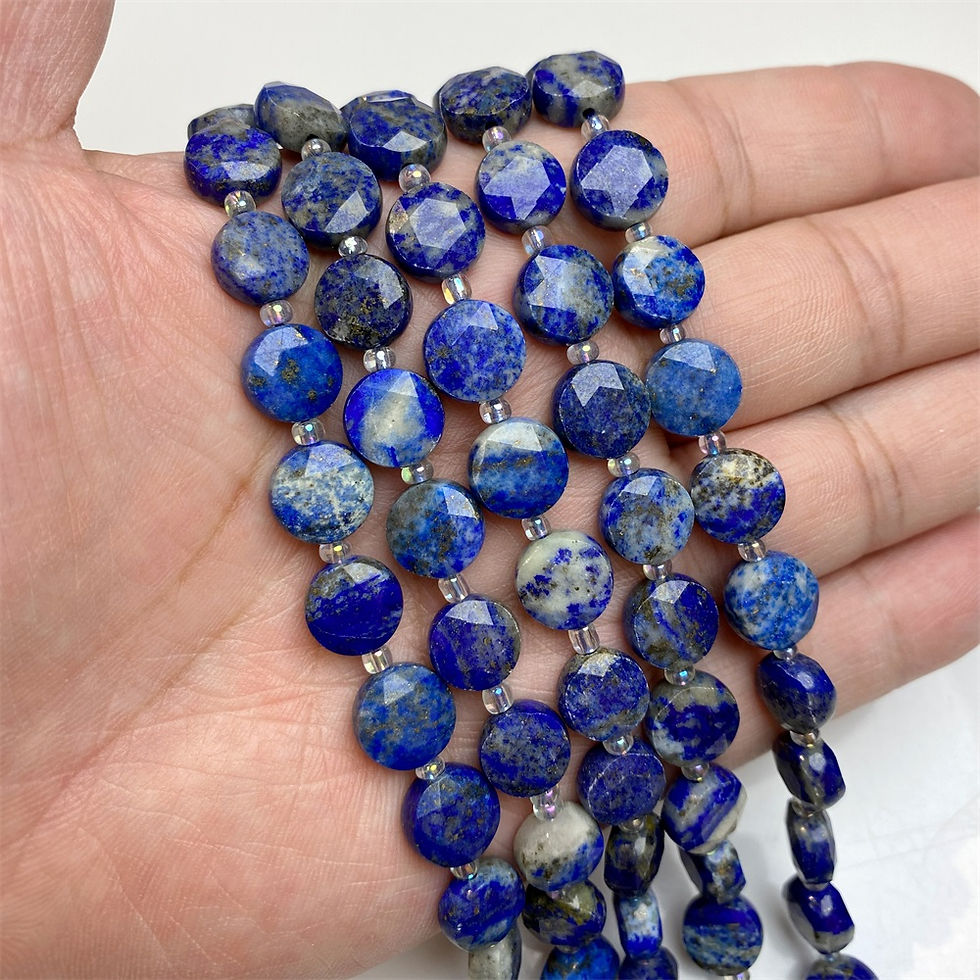 Miniaturbild: 10mm Natural Faceted Flat Round Stone Beads – Lapis Lazuli, Fluorite for DIY