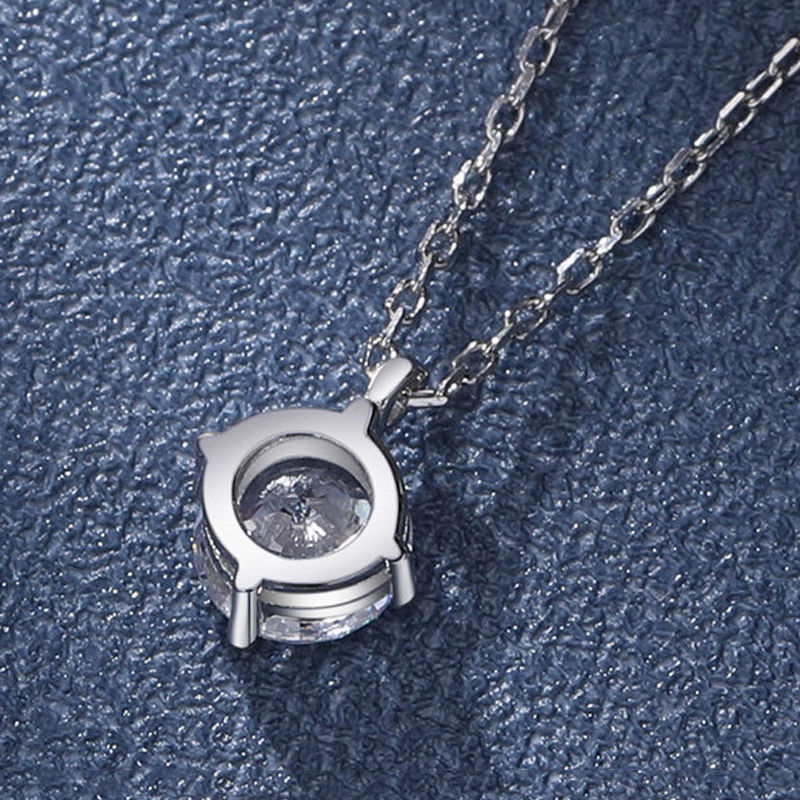 Miniature : Real 2 Carat Moissanite Pendant Necklace For Women 100% 925 Sterling Silver Clas