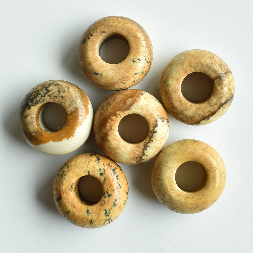 Miniaturbild: Natural picture jasper stone round big hole bead for bracelet 30pcs wholesale 