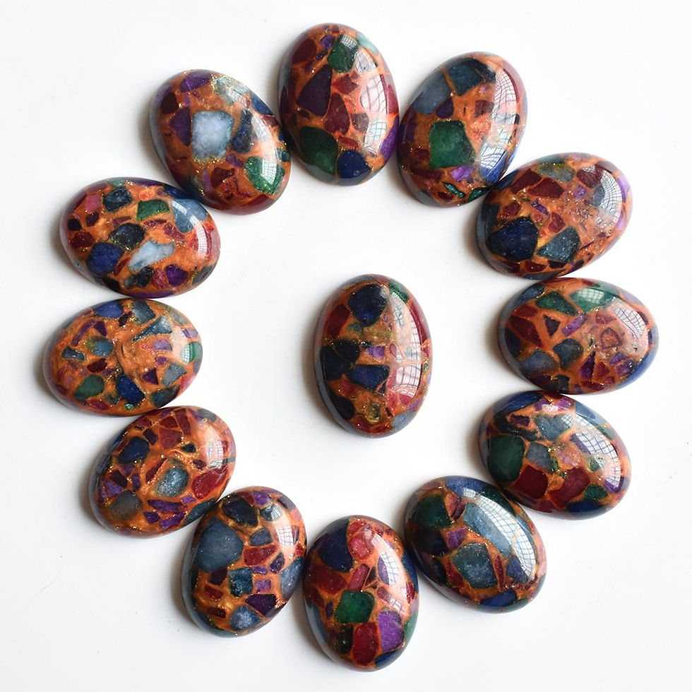 Miniaturbild: Wholesale 30pcs 18x25mm natural gemstones mixed oval CABOCHON bead for jewelry 