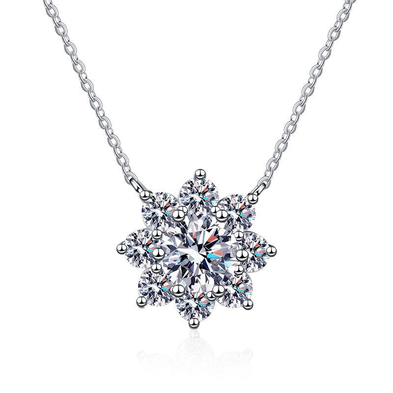 Miniatura: 100% Real 1 Carat Sunflower Moissanite Pendant Necklace for Women 925 Sterling S