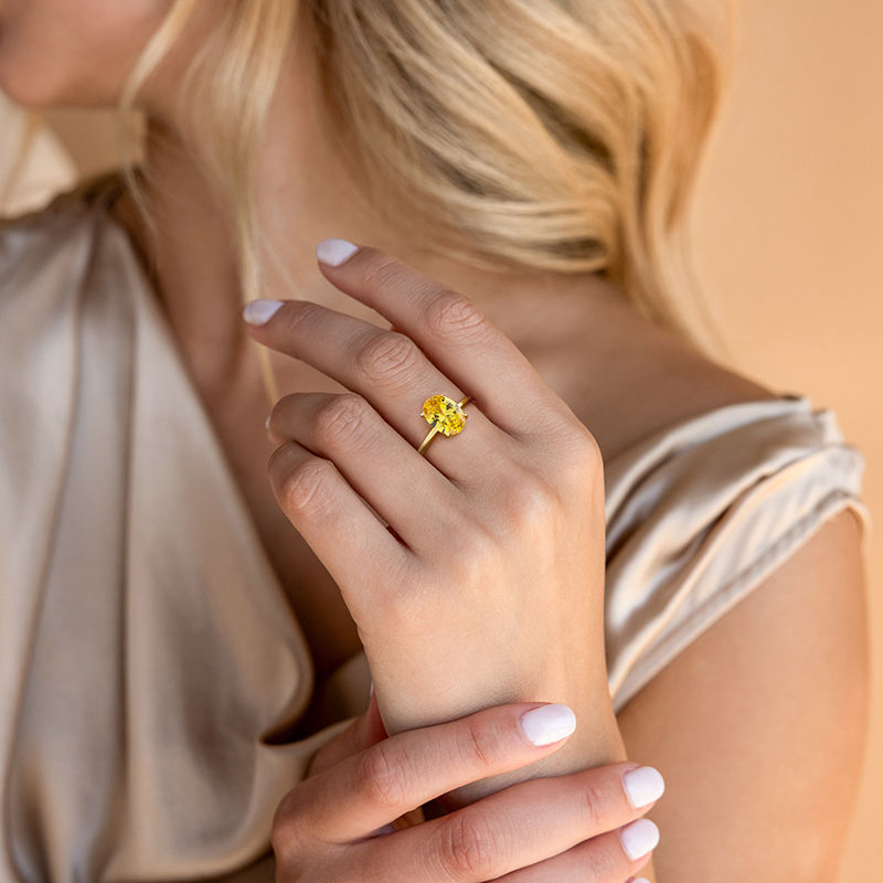 Miniatura: Lemon Yellow Round Zircon Rings for Women Gift Real 925 Sterling Silver 18K Gold