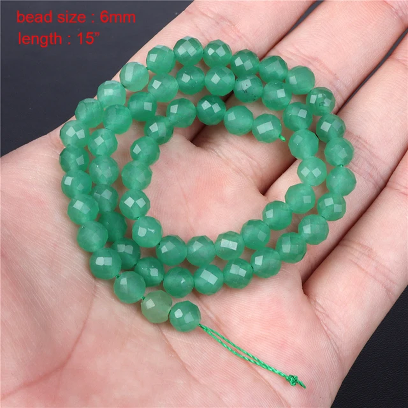 Miniaturbild: Green Aventurine Bead Natural Jades Faceted Round Loose Beaded for Jewelry 