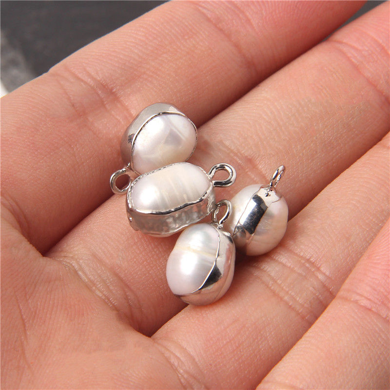 Thumbnail: 2pcs Natural Freshwater Pearl Pendant Irregular Shape Pearls  Connector Charms 