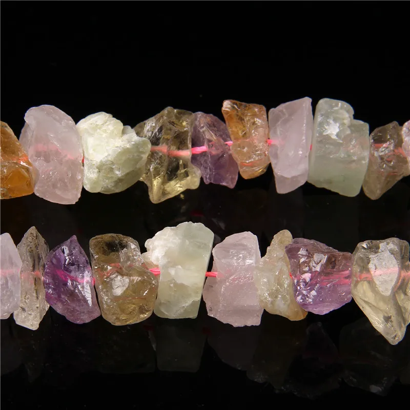 Thumbnail: Raw Irregular Quartz Rough Amethyst Citrine Prehnite Crystal Rock Mineral Beads 