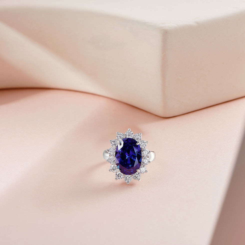 Miniaturbild:  Vintage Solid 925 Sterling Silver Oval Blue Tanzanite Engagement Rings for Wome
