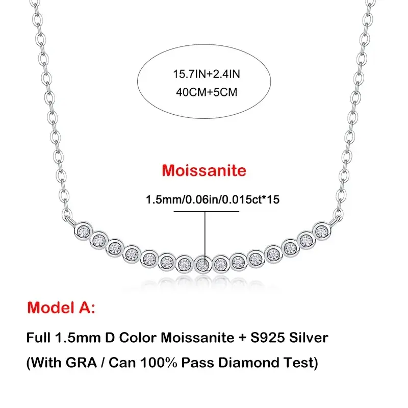 Thumbnail: Full 0.065CT D Color Moissanite Pendant Necklace for Women Lady S925 Silver All 