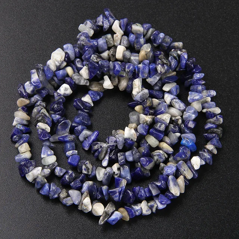 Thumbnail: Natural Gravel Stone Beads Lapis Lazuil Bostwana Sodalite Chips Bead Uncut 3-5Mm