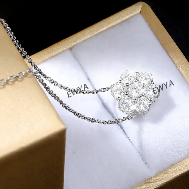 Miniatura: 7-Stone Full 5mm D Color Moissanite Pendant Necklace for Women S925 Silver 3.5ct