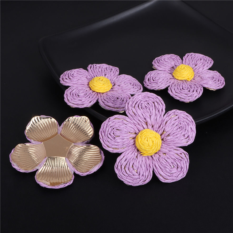 Miniaturbild: Fashion Metal Raffia Pendant Handmade Rattan Knitted Flower Charms For Women
