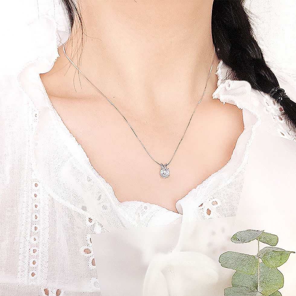 الصورة المصغرة: 1CT Classical Moissanite Diamond Pendant Necklace with Certificate 925 Silver