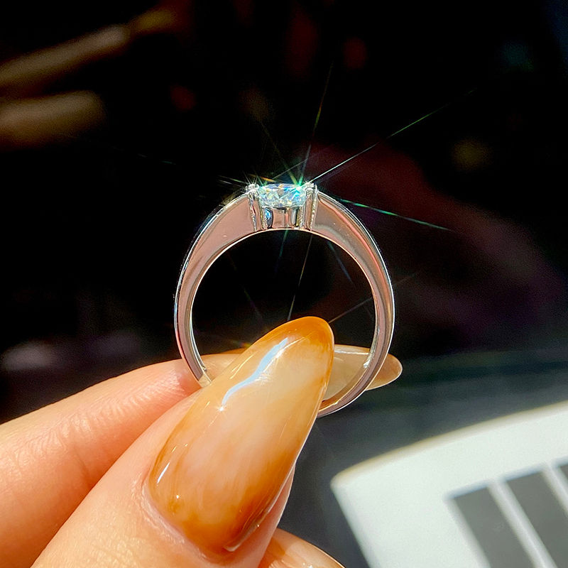 Miniatura: 1-2CT D Color Certified Moissanite Diamond Wedding Rings For Men 925 Silver Ring