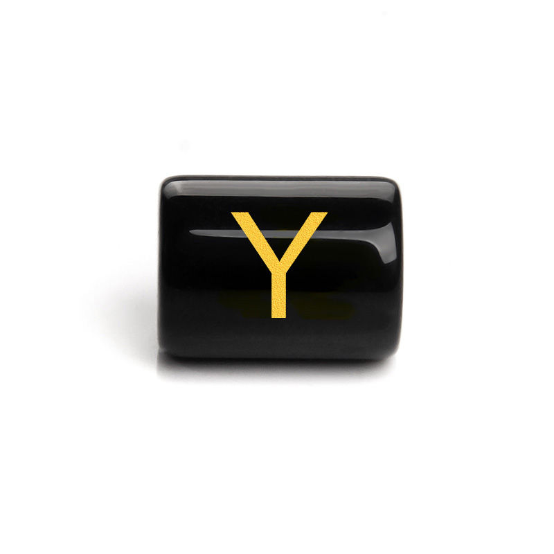 الصورة المصغرة: 10x13mm Black Gold Color Mixed Letter Glass Bead Tube Column Loose Bead Jewelry 