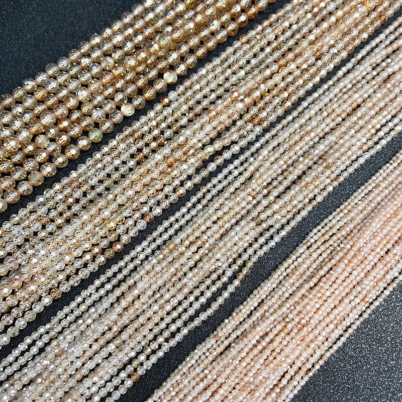Miniaturbild: Natural 2/3/4Mm Champagne Zircon Bead Faceted Stone Beads for Jewelry Making 