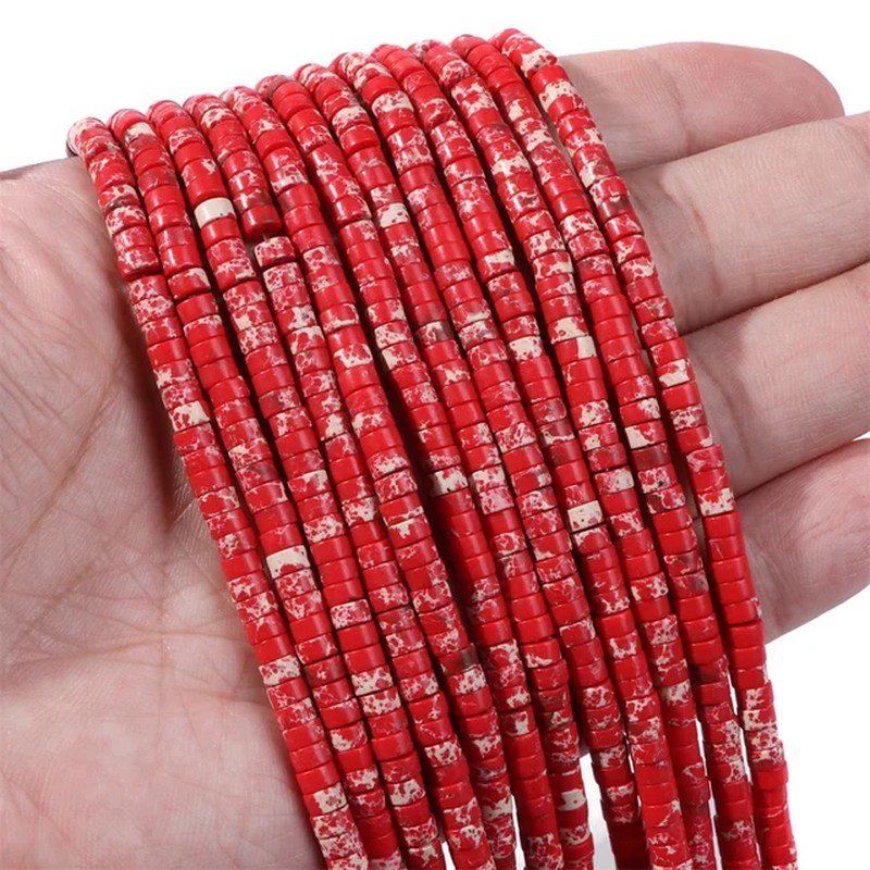 Miniaturbild: Pink Stone Bead Natural Rose Quartz Jade Jasper Rondelle Shape Loose Beads 2X4Mm