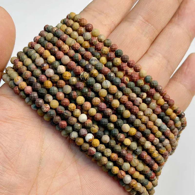 الصورة المصغرة: Natural Stone Beads Small 4MM Bead Yellow Section Tiger Eye Loose Faceted Beaded