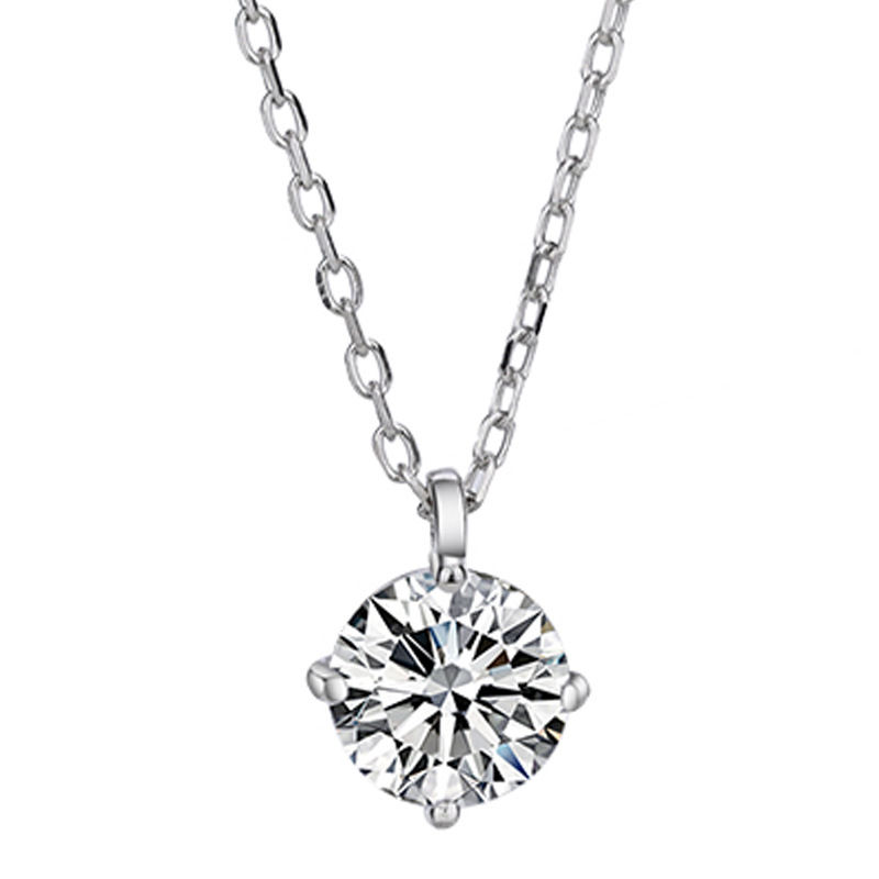 Miniatura: Real 2 Carat Moissanite Pendant Necklace For Women 100% 925 Sterling Silver Clas