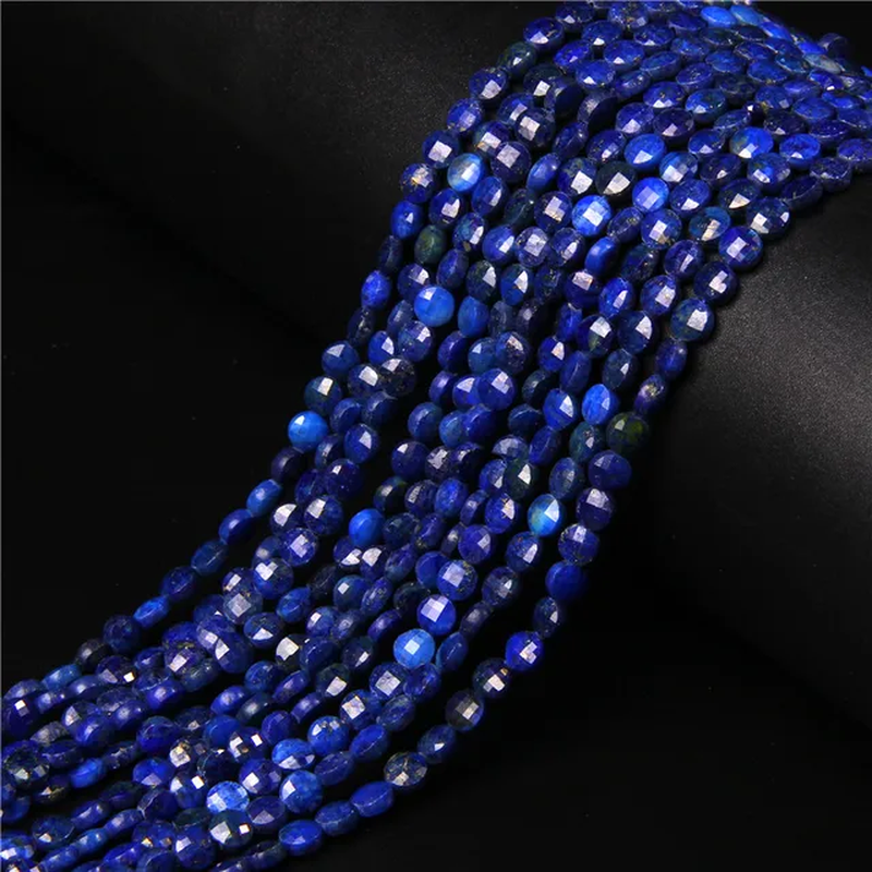 Miniatura: 40 Colors Natural Faceted Stone Bead round Flat Coin Beads 4/6Mm Loose Beaded 