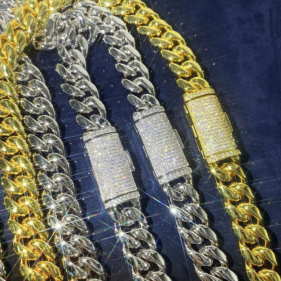 الصورة المصغرة: Luxury D Color Full Moissanite Cuban Chain Tennis Necklace for Men Women Stainle