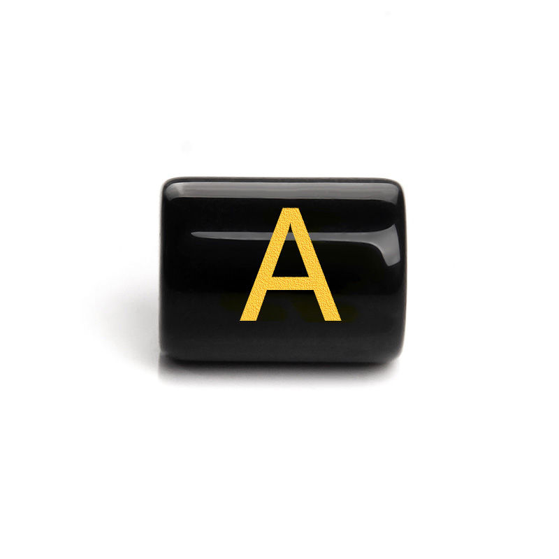Miniature : 10x13mm Black Gold Color Mixed Letter Glass Bead Tube Column Loose Bead Jewelry 