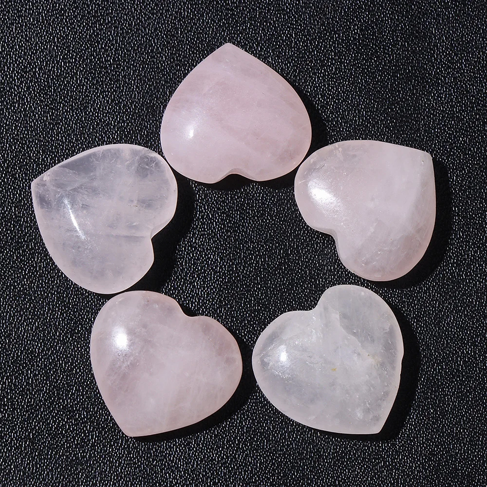Miniature : 5Pcs/Lot Natural Stone Carved Heart Shape Agates Amethysts Love Home Decoration 