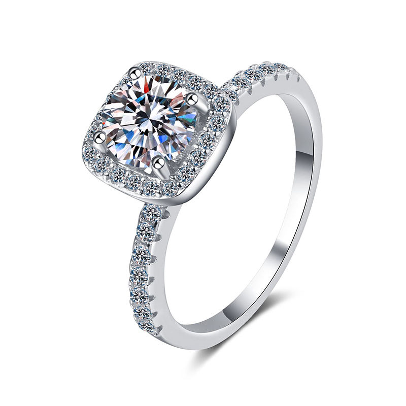 Miniaturbild: 0.5-2CT Sterling Silver Genuine Moissanite Ring for Women VVS Diamond Engagement