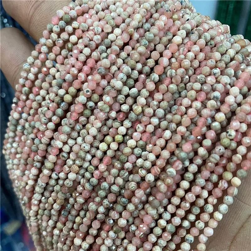 Thumbnail: Faceted 2 3MM Small Natural Stone Beads Pink Quartz Zircon Loose Necklace Bead 