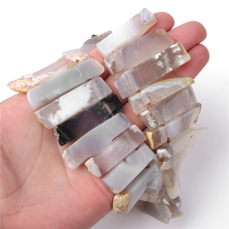 الصورة المصغرة: Natural Slice Power Stone Bead Top Drilled Quartz Agate Point Bead For Jewelry  