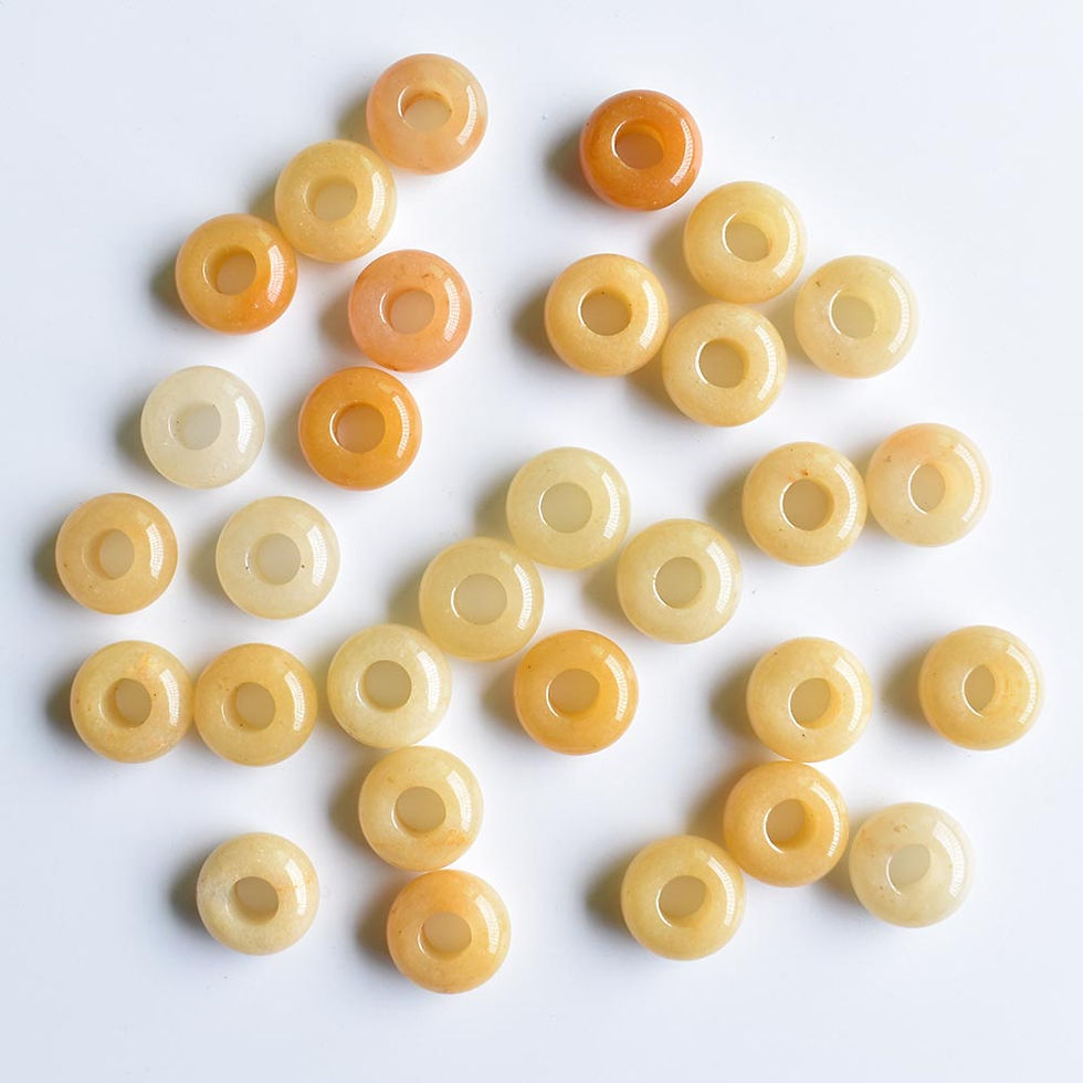 Miniaturbild: Natural yellow stone round shape big hole stone for bracelet 30pcs wholesale 