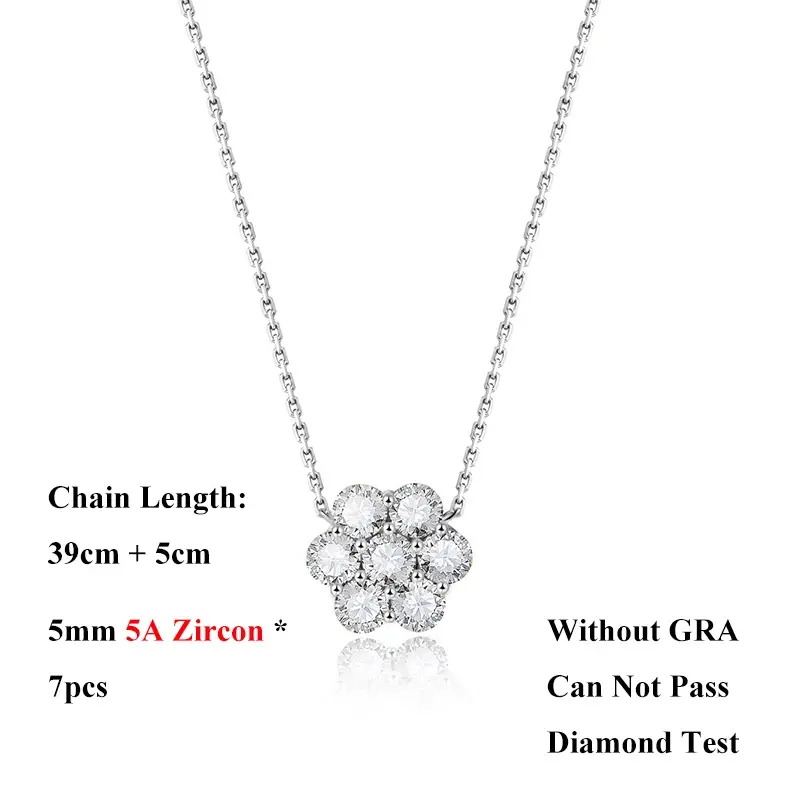 Miniatura: 7-Stone Full 5mm D Color Moissanite Pendant Necklace for Women S925 Silver 3.5ct