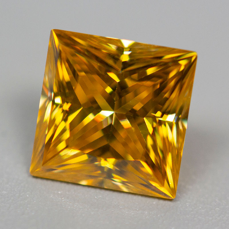 Miniaturbild: Yellow Color Moissanite Loose Stone Princess Cut 0.5-5 ct VVS1 Pass Diamond Test